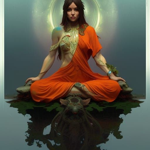 Druid meditation lotus pose AI Generated Artwork NightCafe Creator