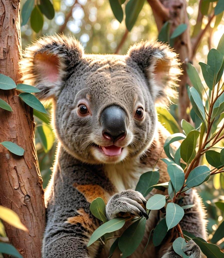Climbimg Koala Bear Portrait
