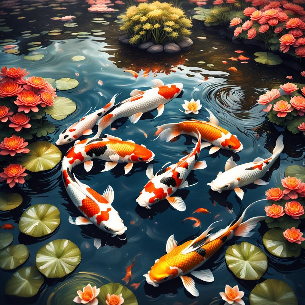 Koi fish in a pond