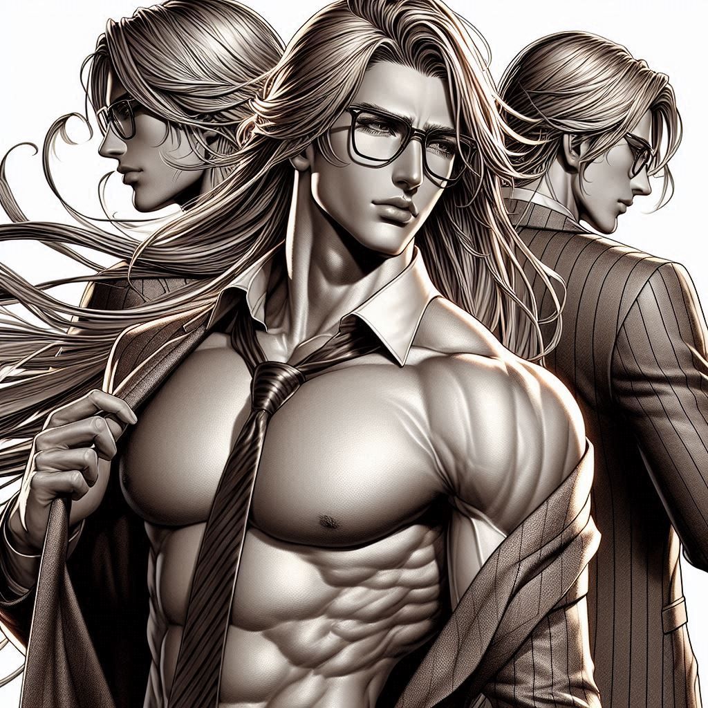 Bishounen Style Portrait wearing stylish glasses