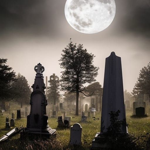 Ghouls in the Graveyard, headstones, cemetery, skeletons, gh...