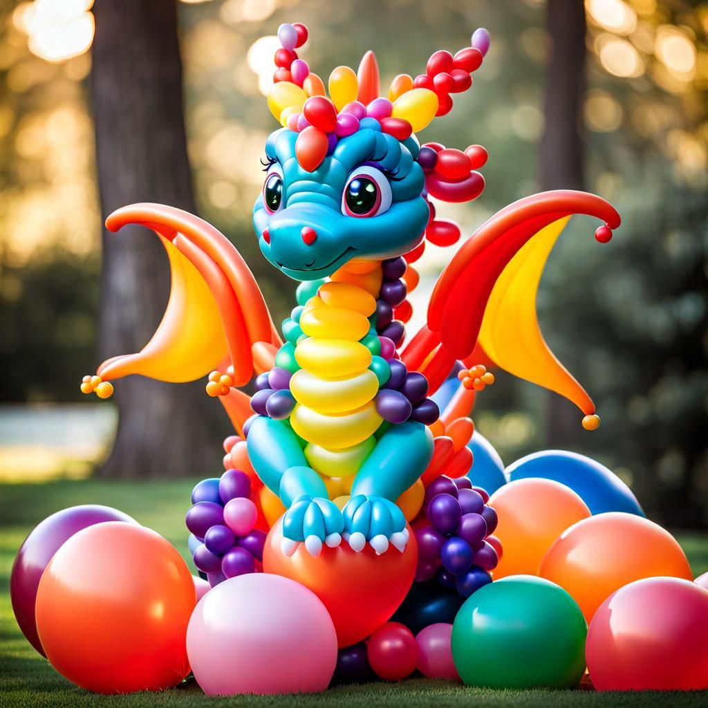 Baby Dragon made from Balloons  by @Vixsin