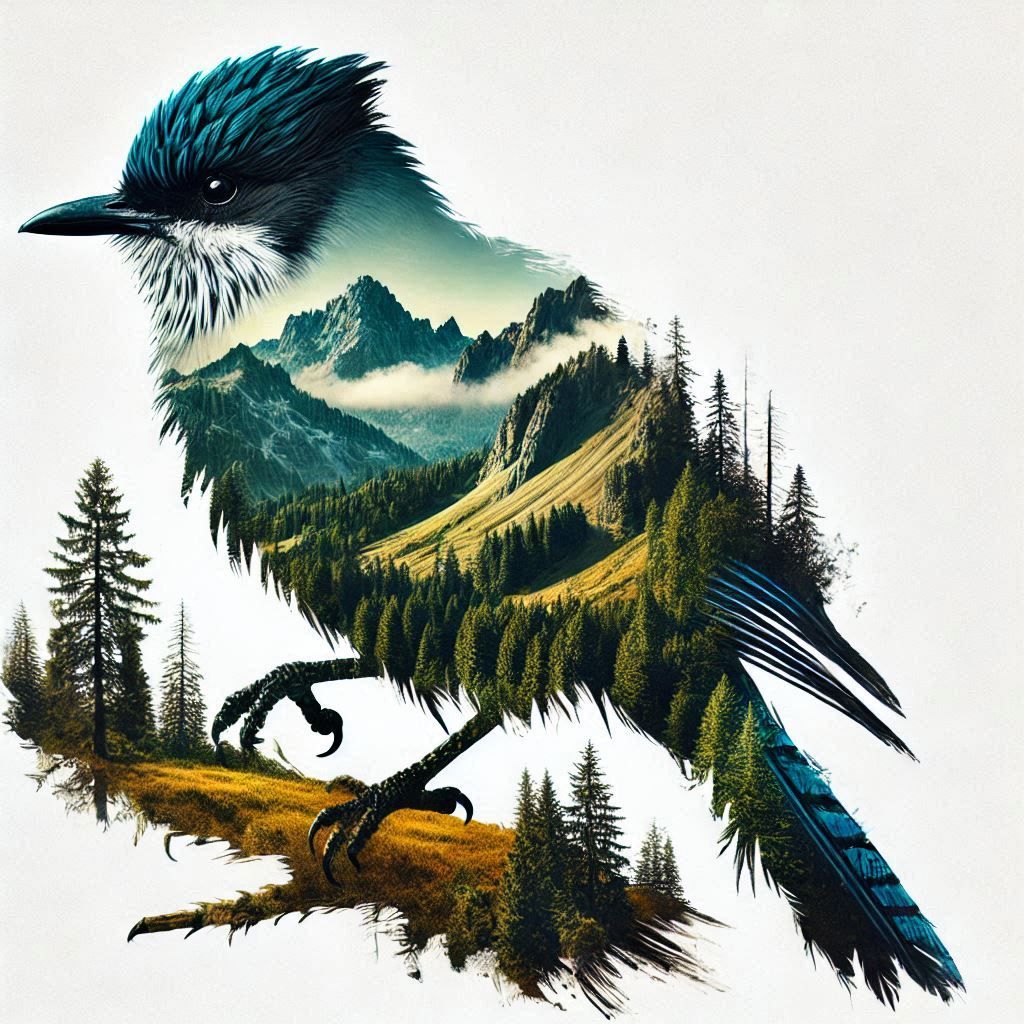 double exposure beautiful fantasy DALL-E 3 portrait landscape..