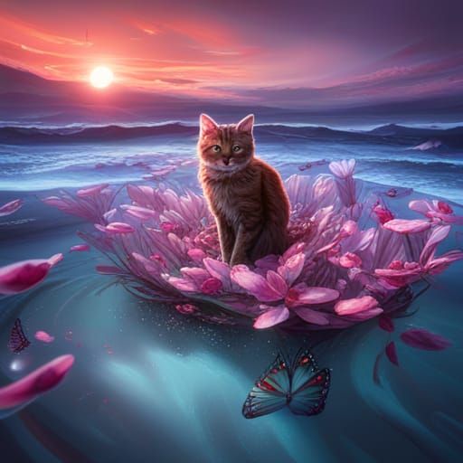 a cat that cant breathe in ocean in blood abd butterflies an...