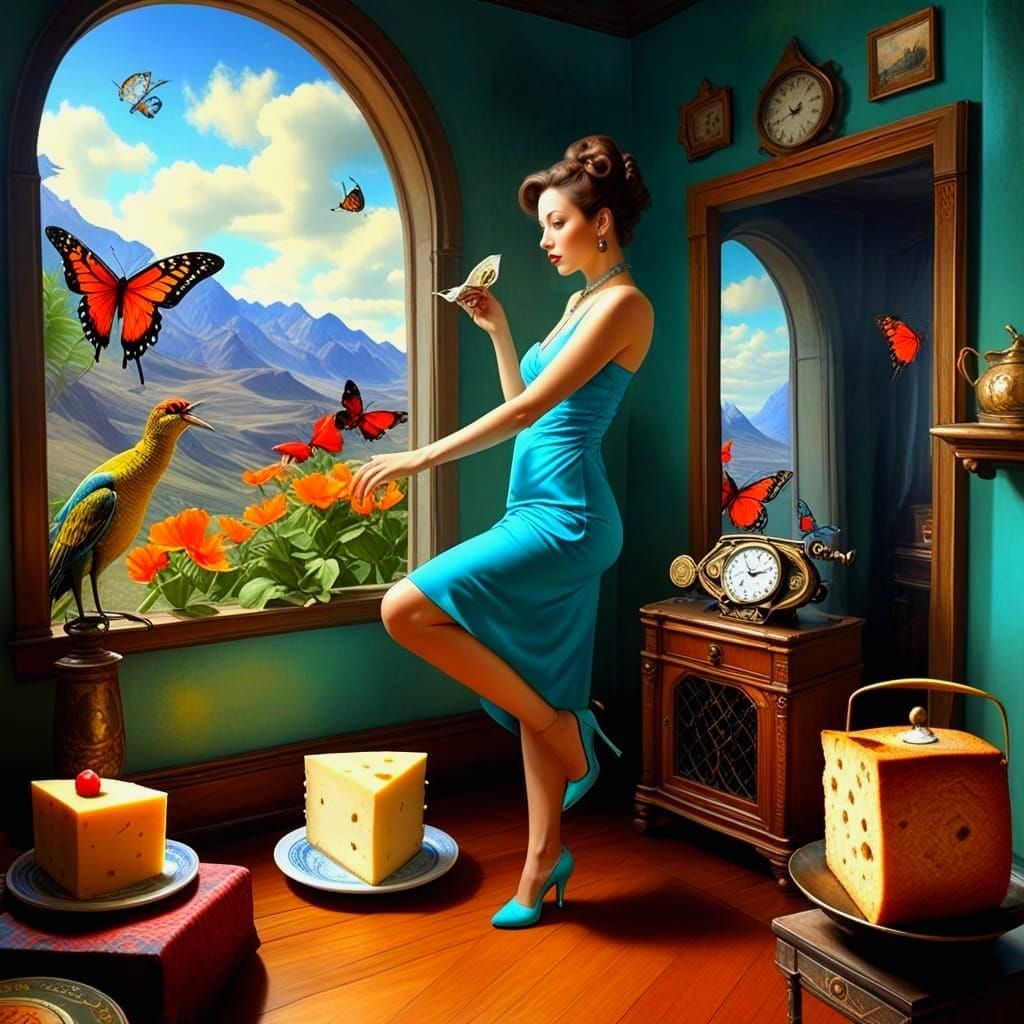 Surreal Lady in a Fantastic Scene