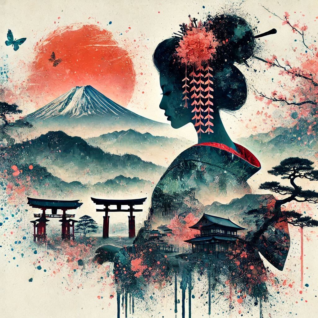 double exposure beautiful fantasy portrait landscape..