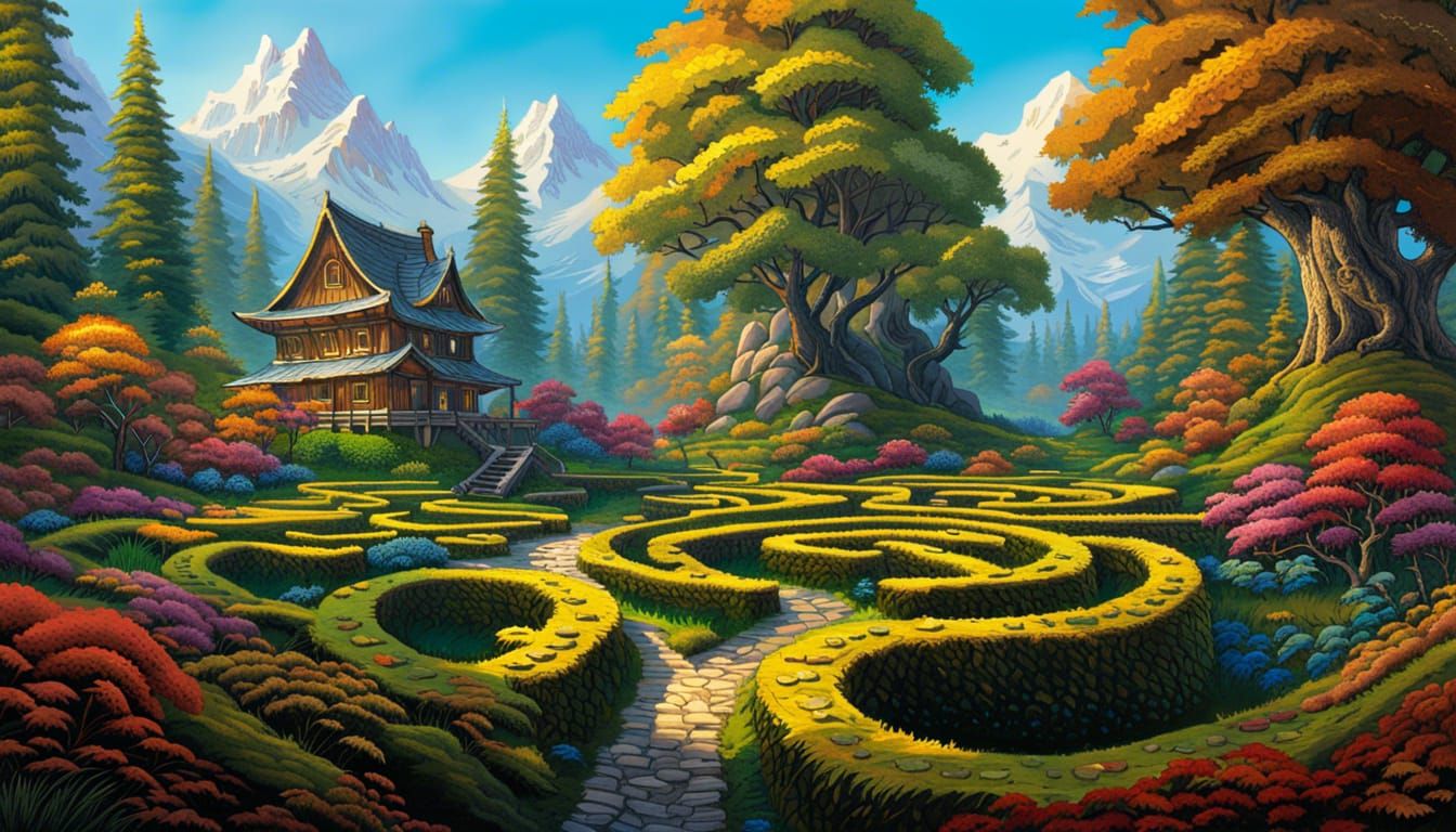 Happy Little Hedge Maze  by @AaronJ