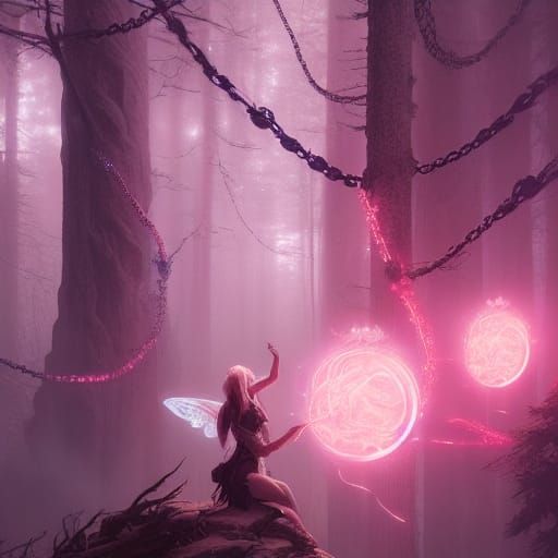 Playing spirit planet eyes fairies connected pink night chai...