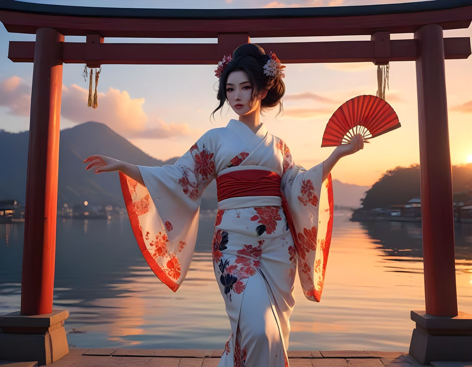 Nihon Buyo Japanese fan dance at a Torii  by @Gary Murakami