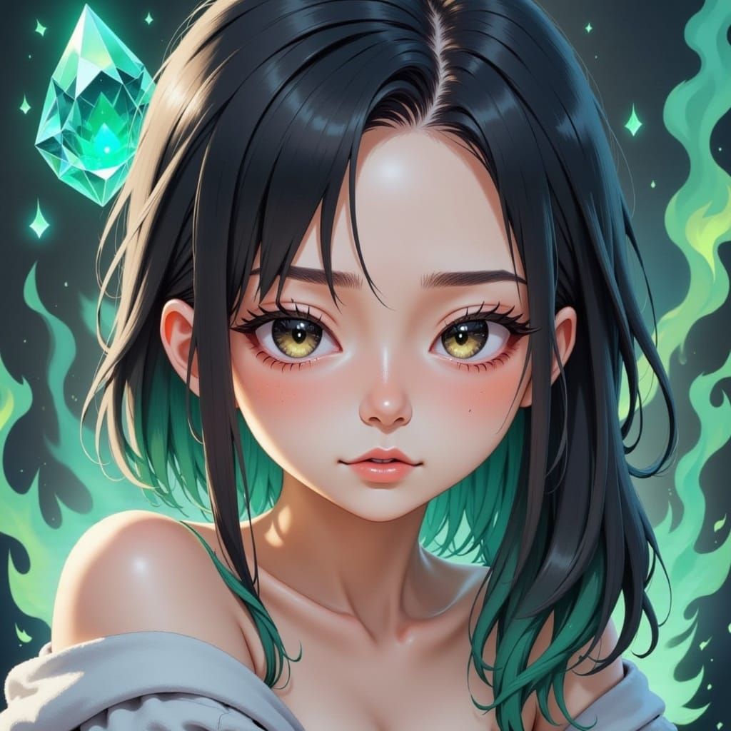 <lora:PeulotoJaenan Fx:1.0>, cute anime girl with freckles, detailed head and shoulders portrait, featured on pixiv, kawaii, lofi, anime art...