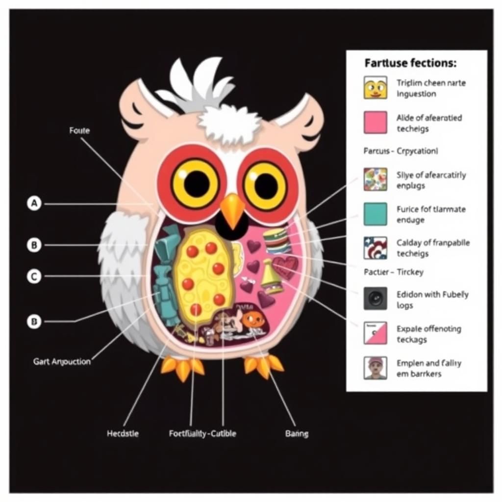 cross-section of a furby, detailed diagram