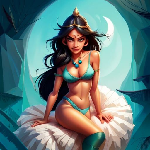 Insanely detailed Full-body color portrait of gorgeous princ...