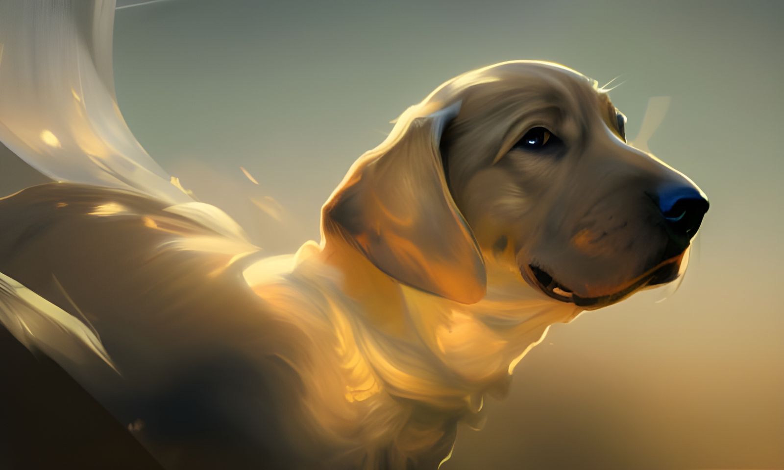 Puppy dog head and shoulders portrait, 8k resolution concept art