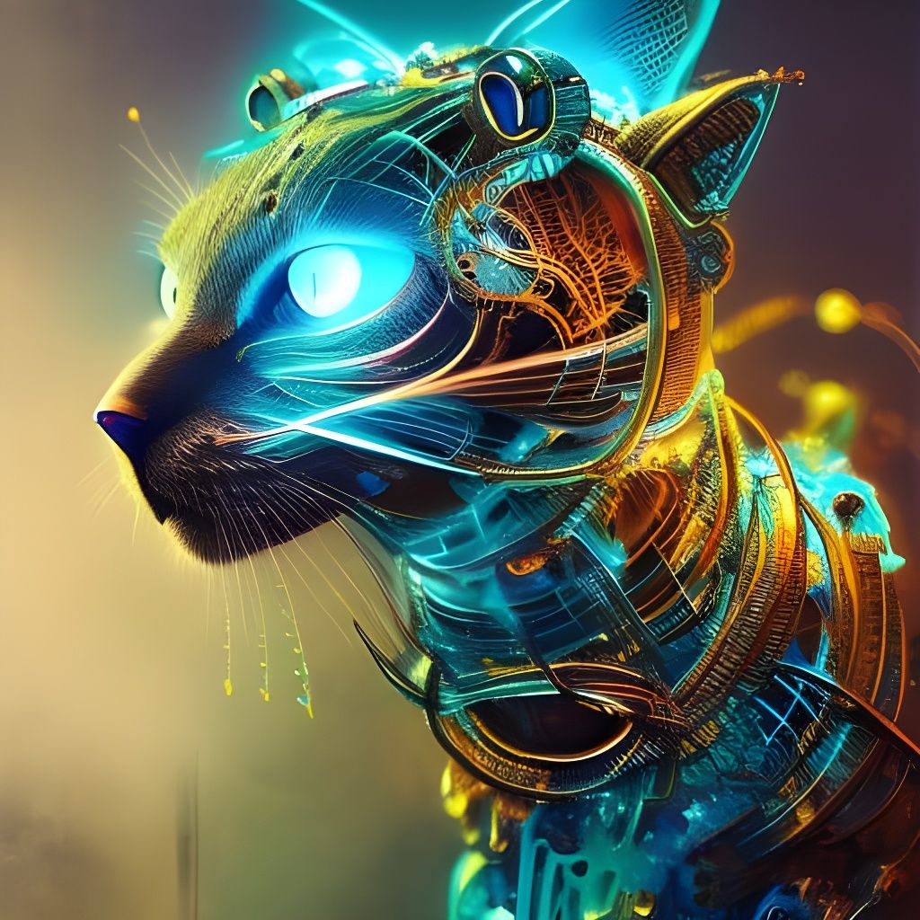 Neon Robot Cat