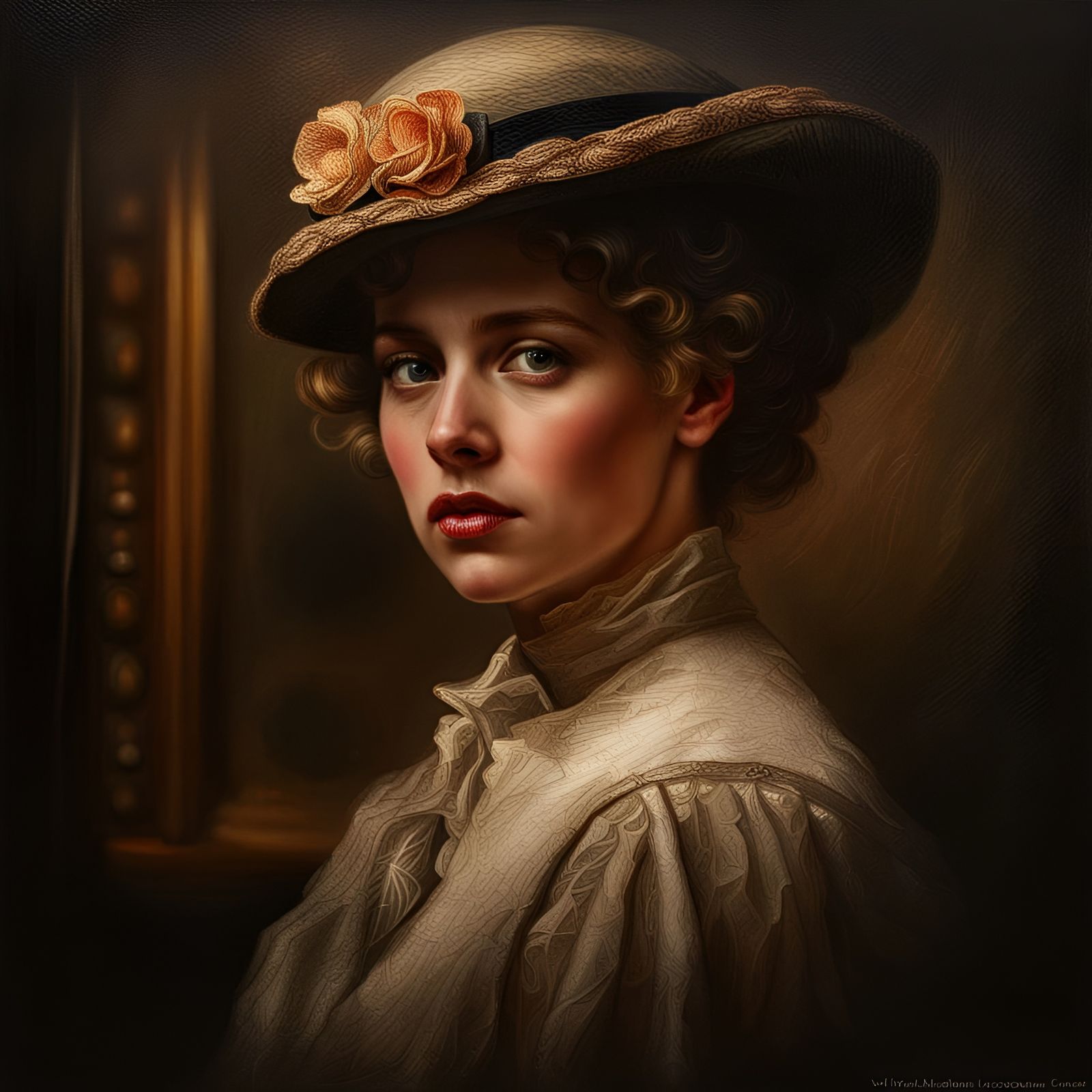 Vintage portrait, heavy brushstrokes, textured paint, impasto paint, highly detailed, intricate, cinematic ...  by @Summerchild