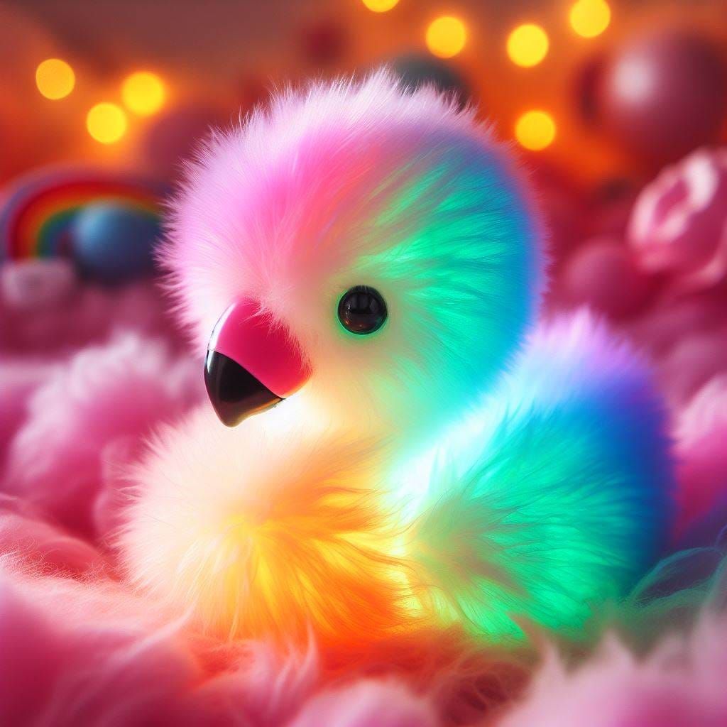 Glowing rainbow flamingo
