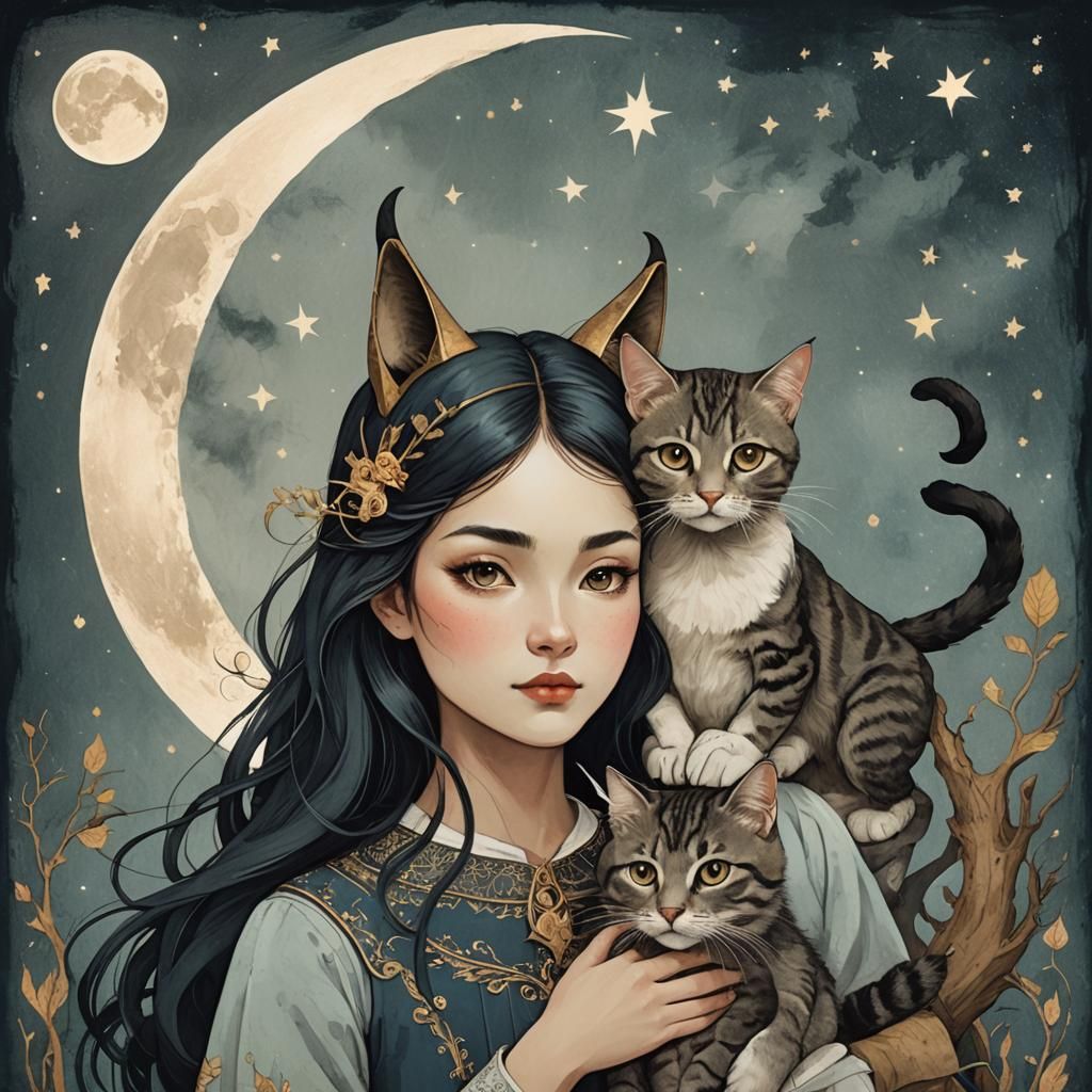 The girl who loves a cat