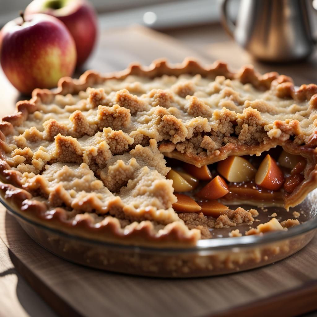 delicious apple-crumble pie - AI Generated Artwork - NightCafe Creator