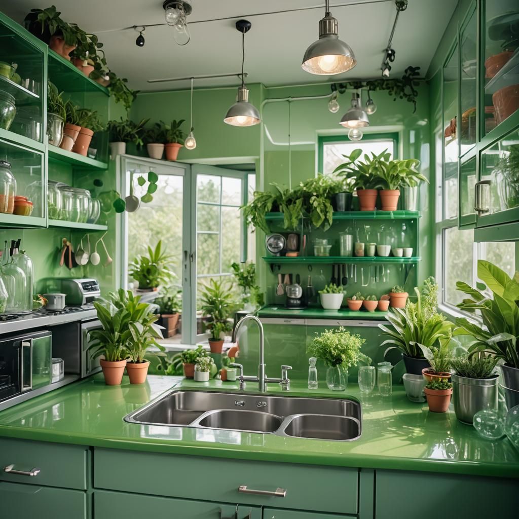 Modern Green Transparent Plastic Kitchen Design
