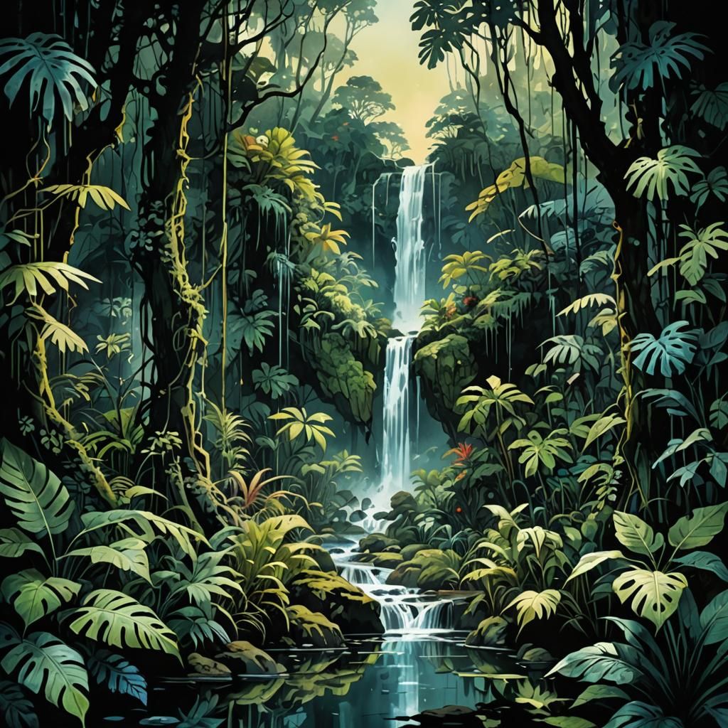 Rainforest waterfall   by @WitteKraai