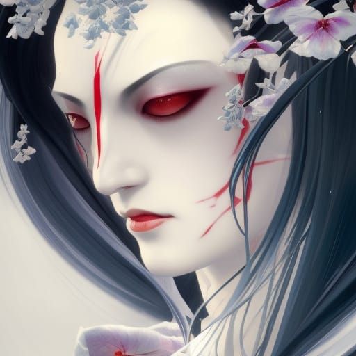 Yuki onna kimono blanco. Vampira - AI Generated Artwork - NightCafe Creator