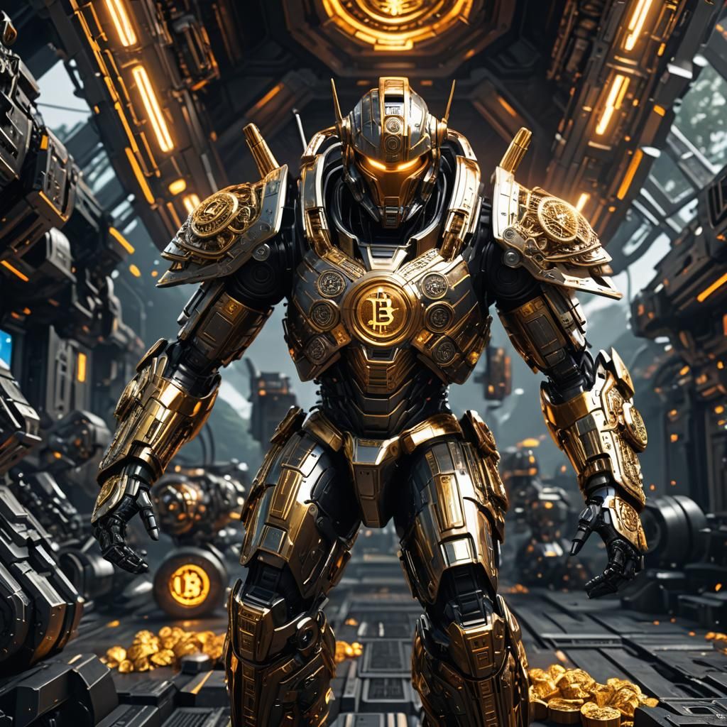 Cook Islands traditional warrior with bitcoin surrounding him.