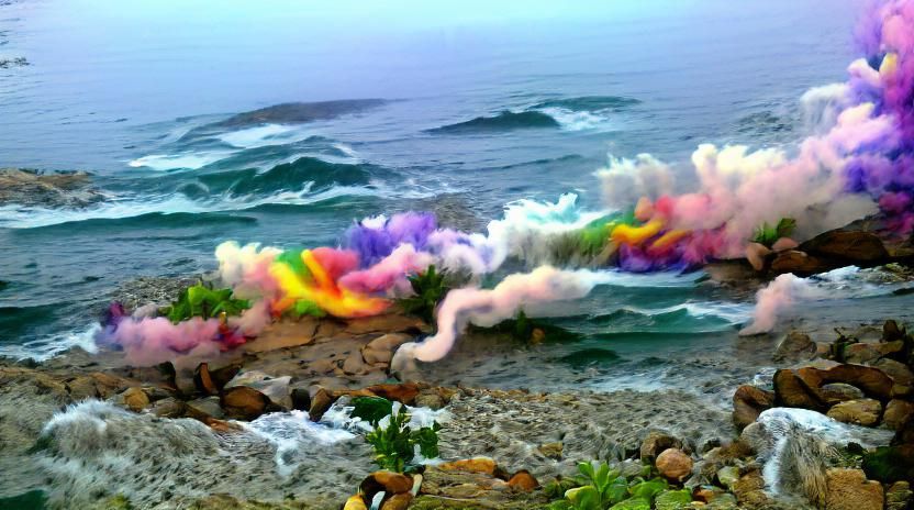 The waves were crashing on the shore; it was a lovely sight ...