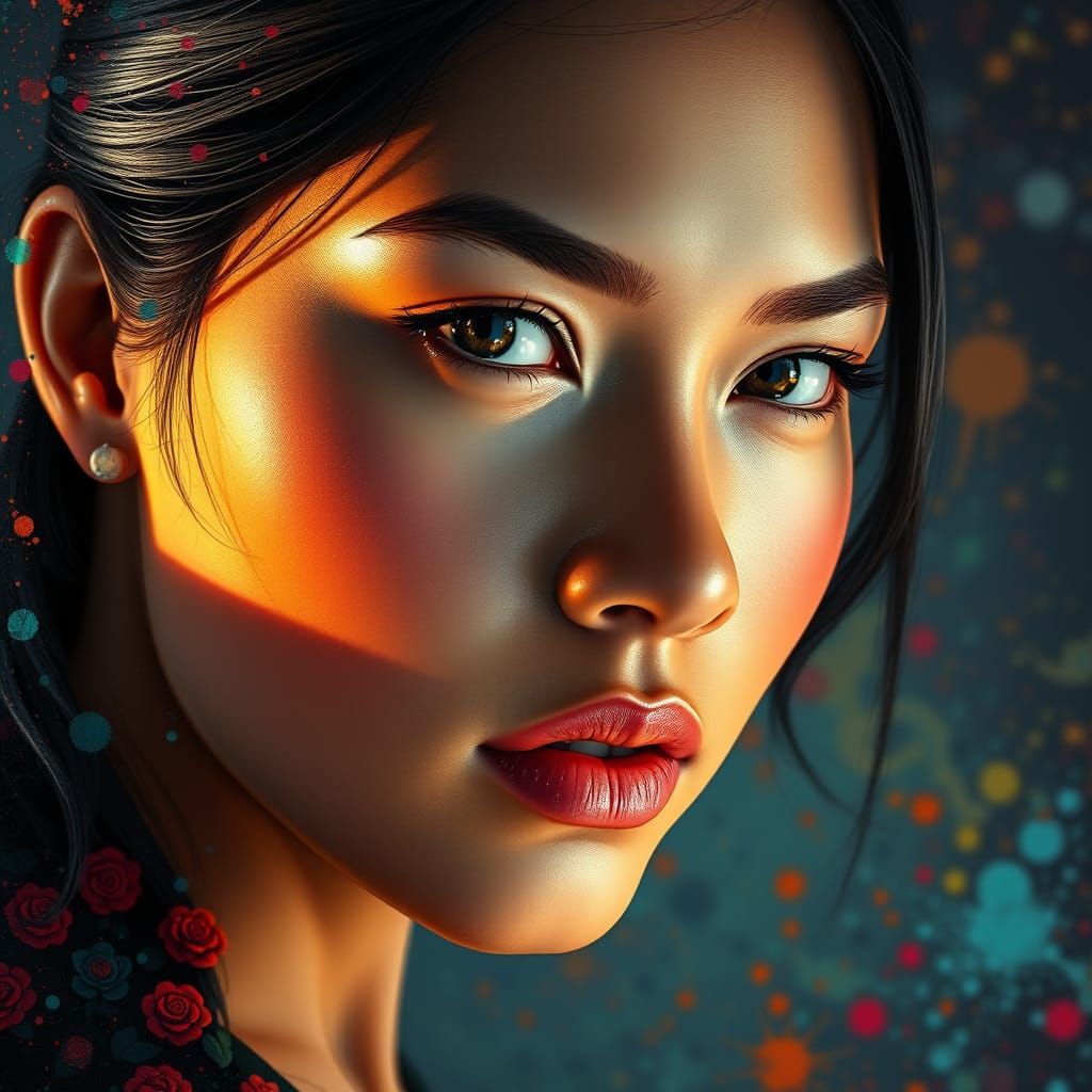 Leilani Silkwing Hyperrealistic Portrait in Splash Art Style