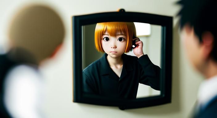 Anime, 

mirrors ,

Professional photography, bokeh, natural...