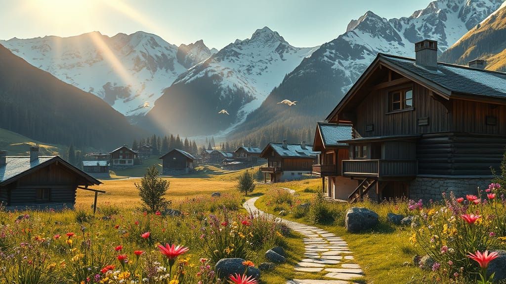 Alpine village in summer
