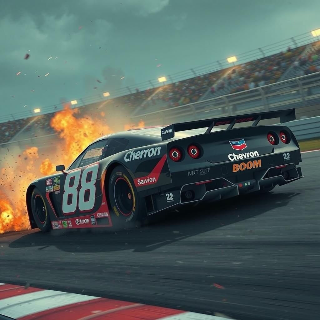 A  race car  driver racing fast with other race car drivers ...
