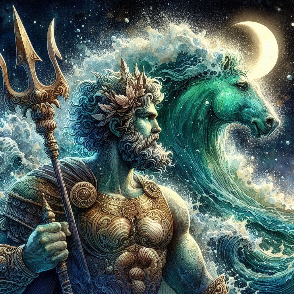 Neptun, Roman God of the Sea and Horses