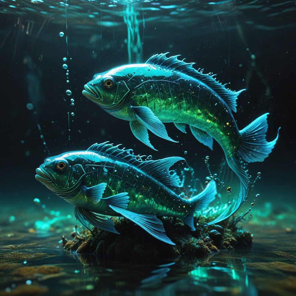 Visionary Fish Sign in Cosmic Ocean