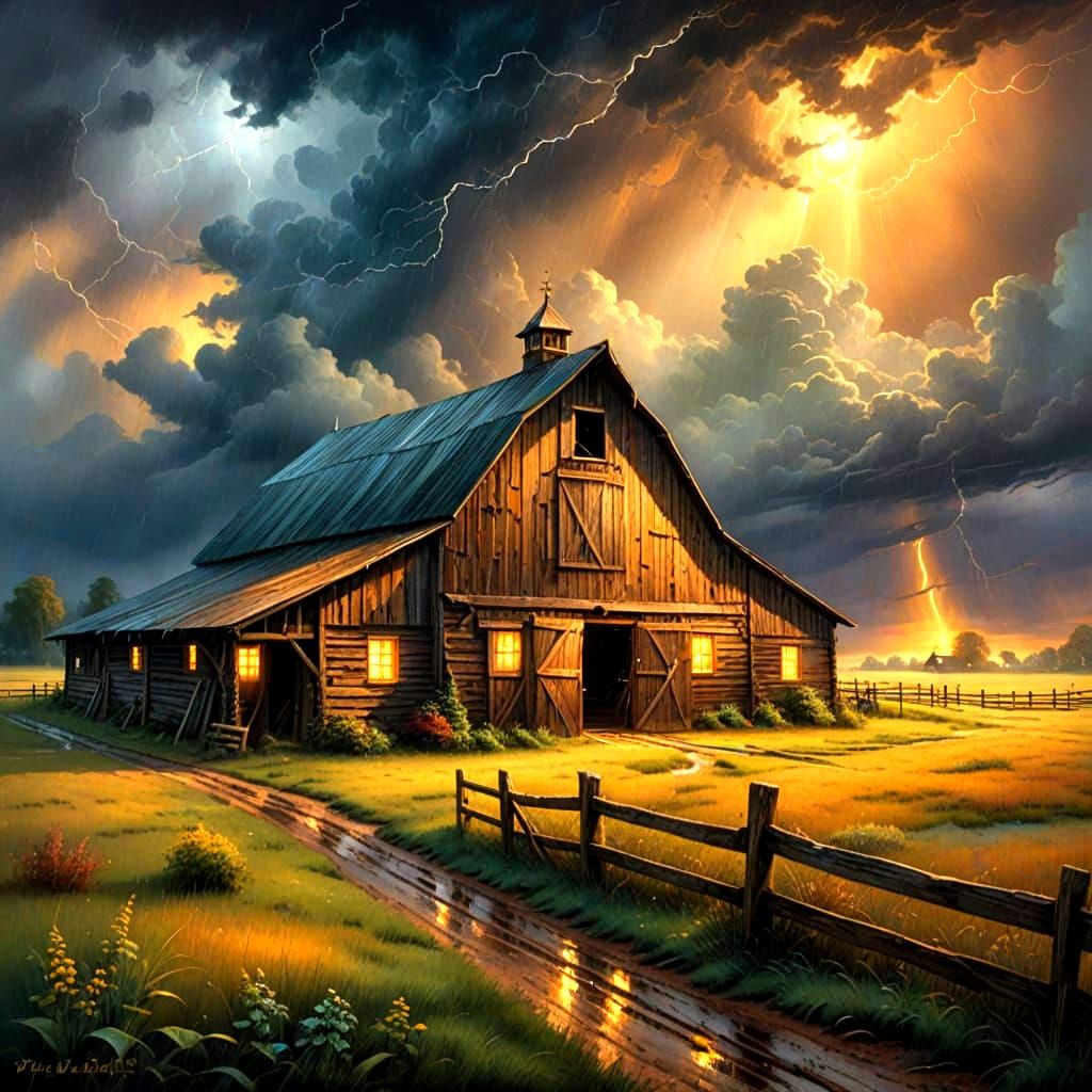 Old wooden barn on a stormy day   by @Happy Jack