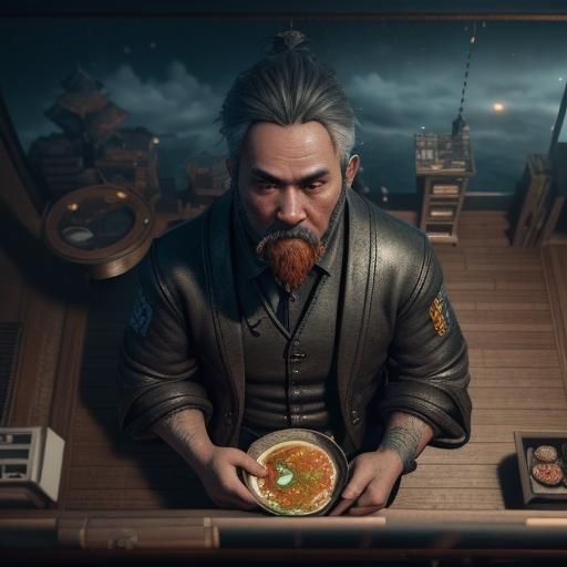 Cthulhu's Ramen Break in Dystopian Tokyo