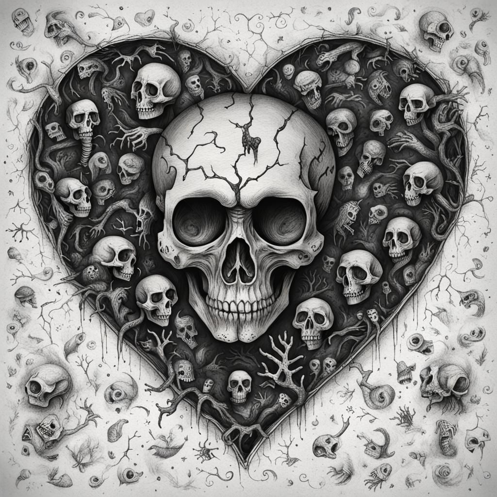 skull and heart