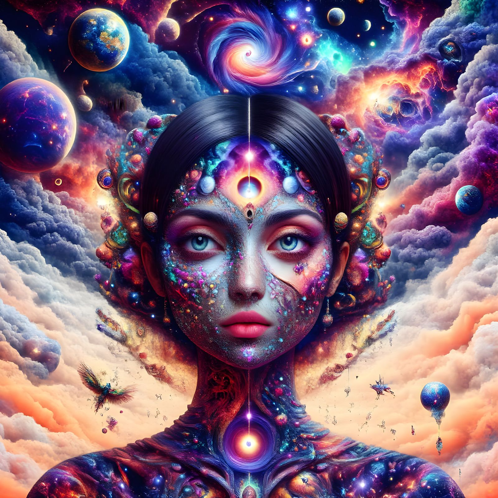 Surreal Female & Galaxy