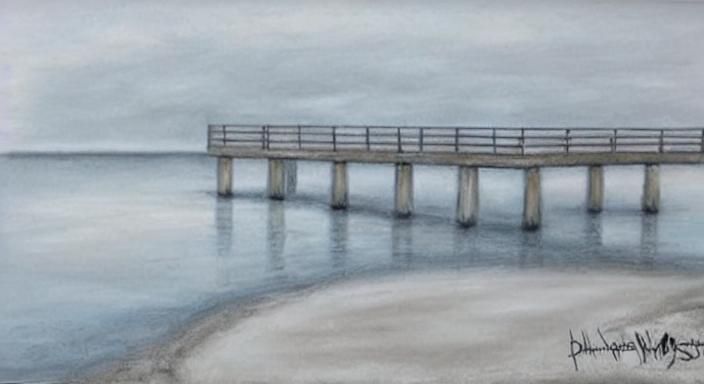 Concrete Pier on a Deserted Winter Beach