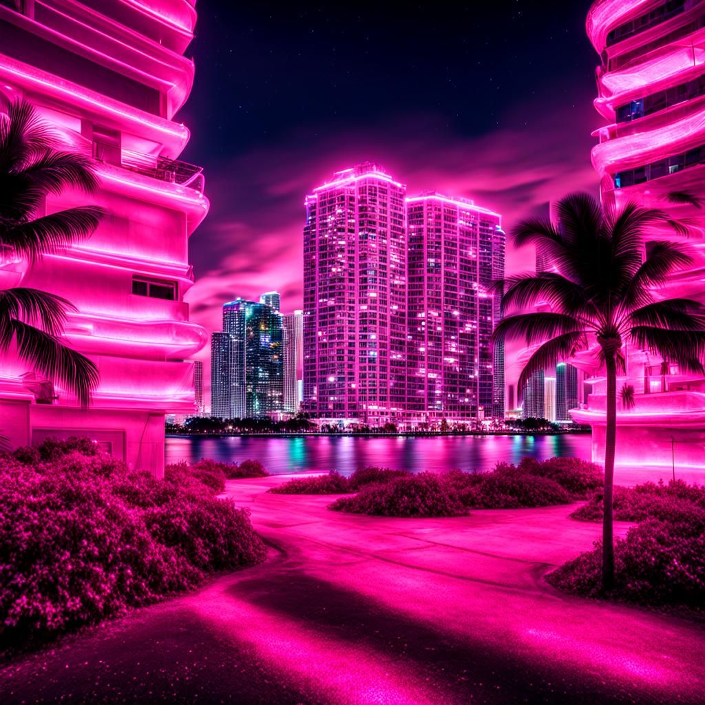 Pink glitter Miami night   by @Euphoric Dreams