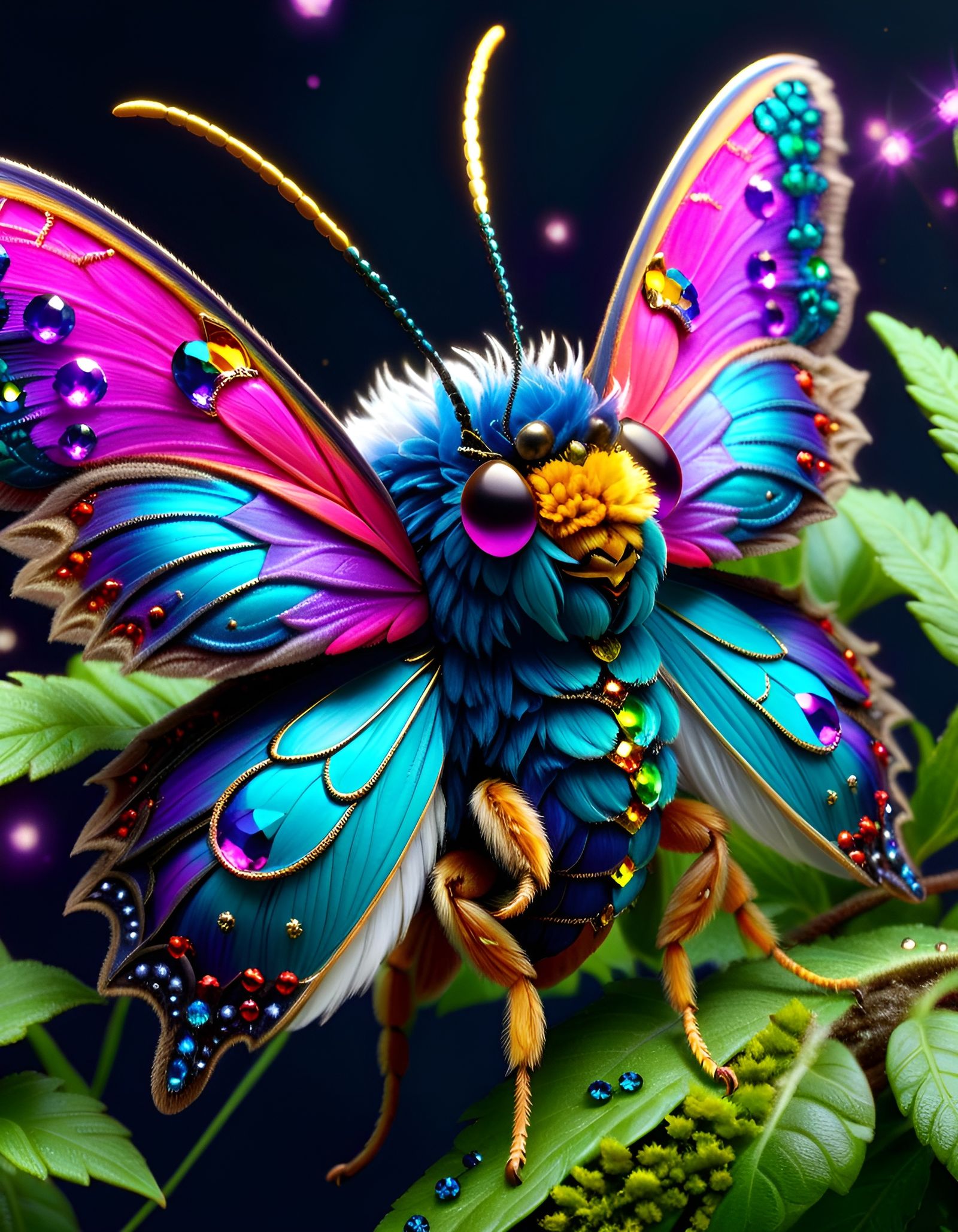 Jewled Fairy Moth - AI Generated Artwork - NightCafe Creator