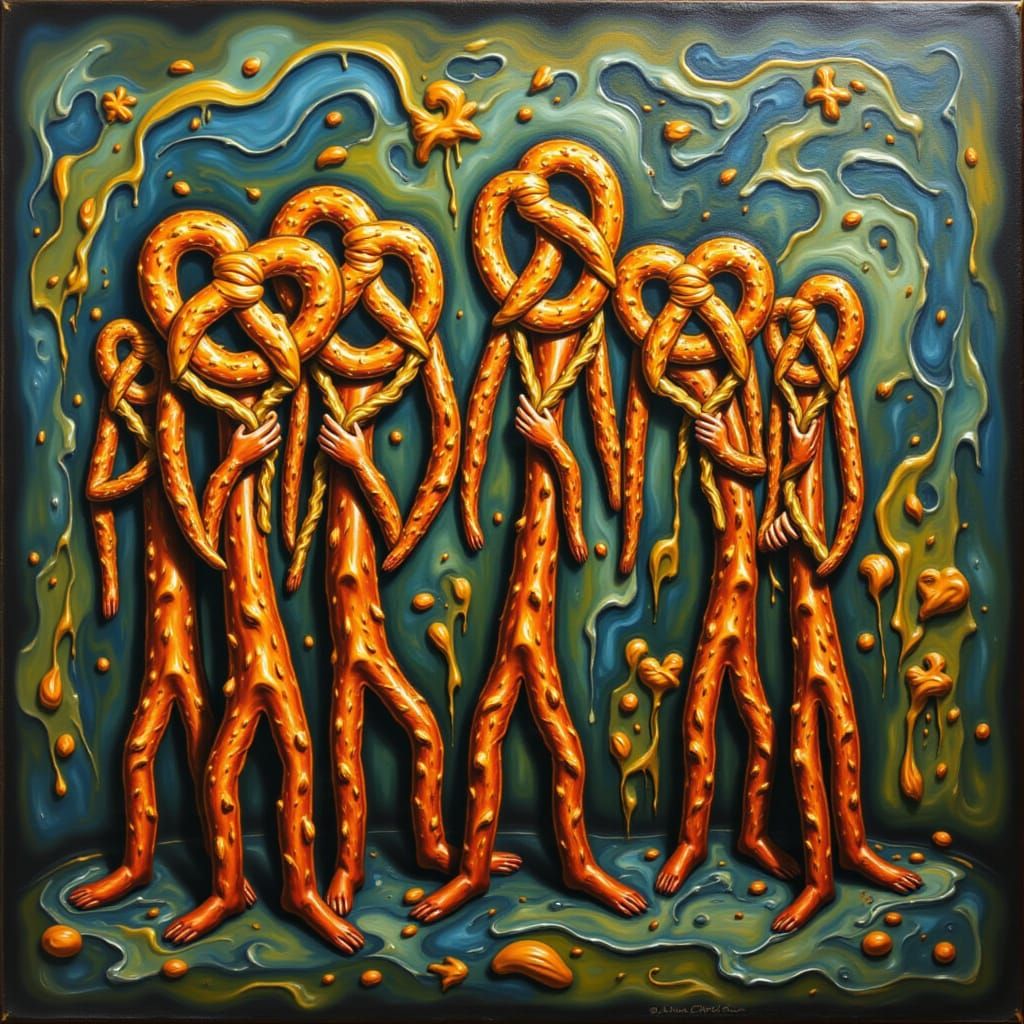 <lora:PRETZEL PEOPLE:1.0> Stained glass art