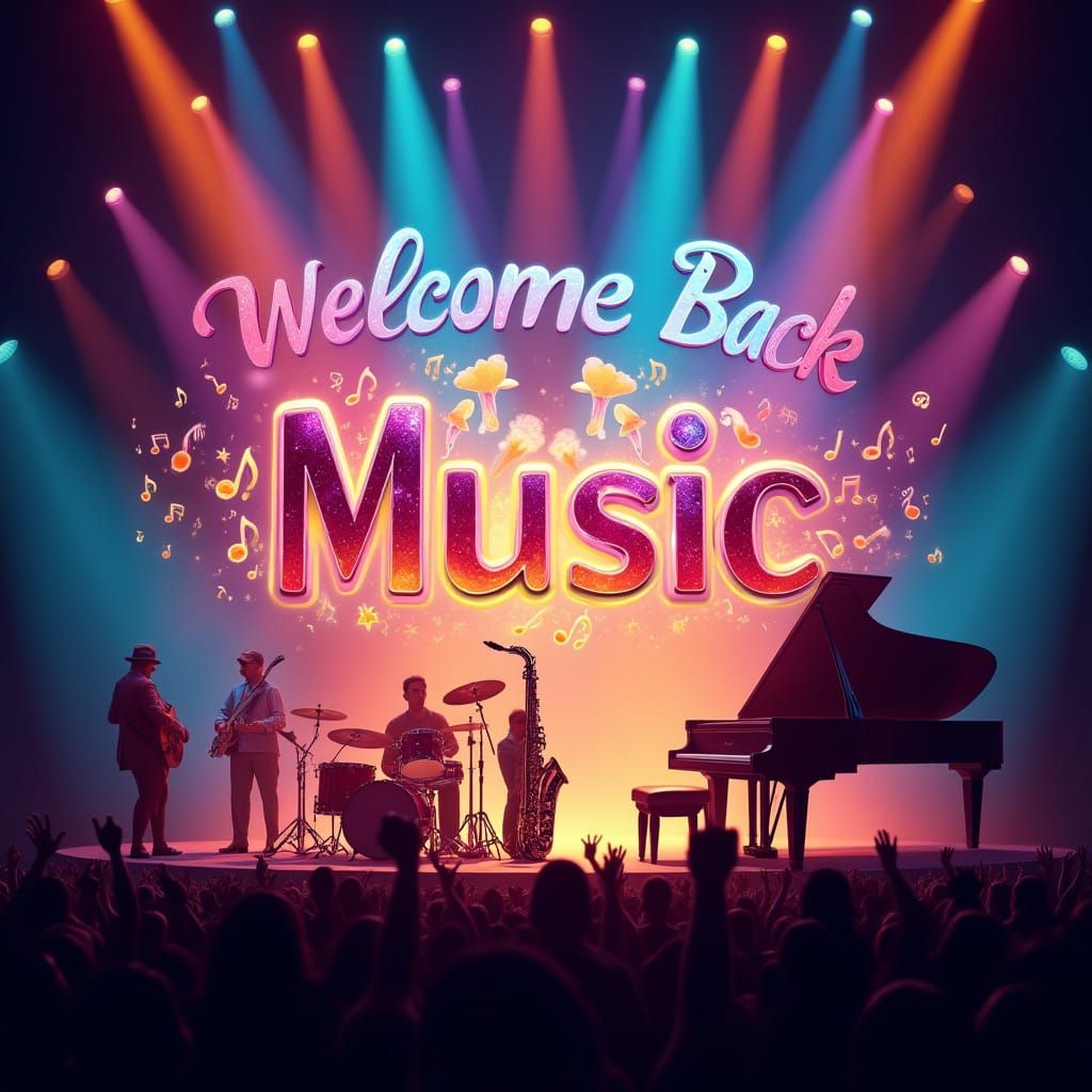 Welcome Back Music: Vibrant Stage with Instruments