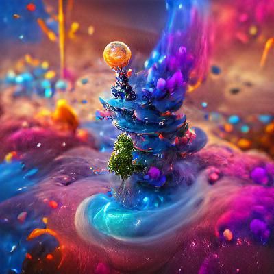 cosmic natural colorful lovely Christmas Tree with bubbles - AI ...