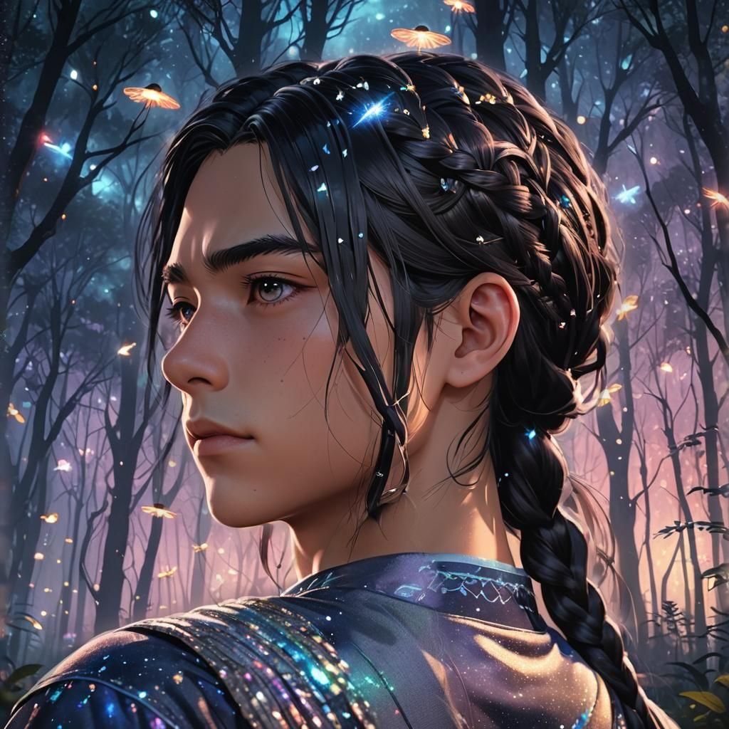 teenage boy with long black hair in a braid, black eyes
By artist "anime", 3d anime art, inspired by WLOP, Artstation, pixiv, extremely deta...