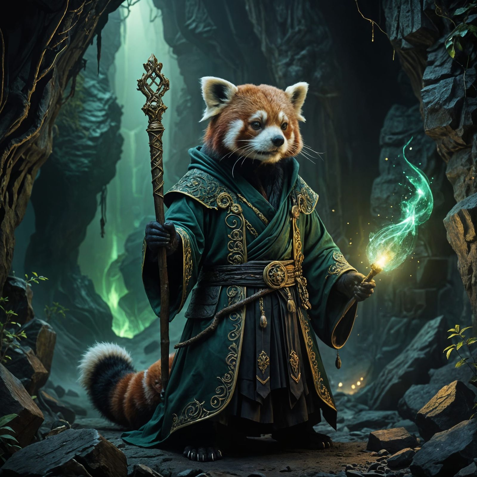 Red Panda Warlock  by @Soynuts