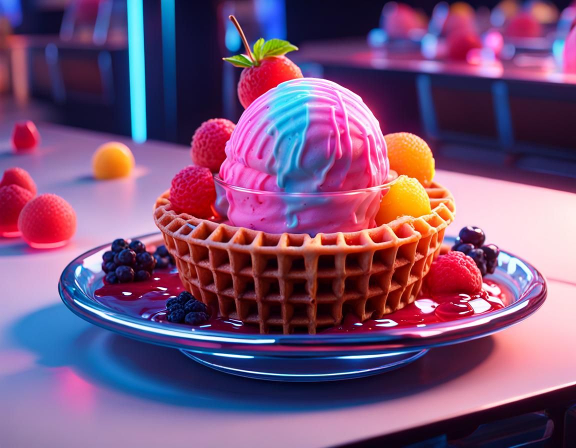 Waffle Bowl of Ice Cream AI Generated Artwork NightCafe Creator