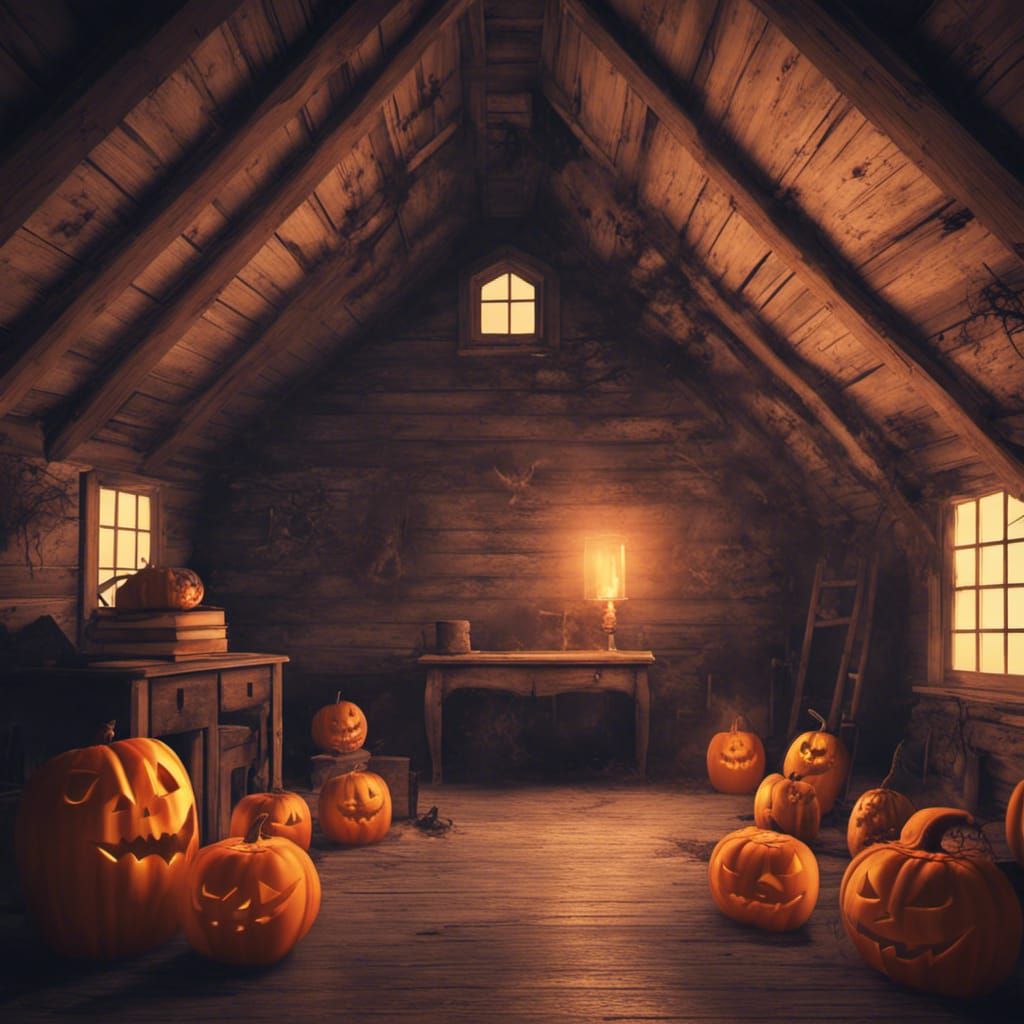 Halloween attic background 8k eerie AI Generated Artwork NightCafe