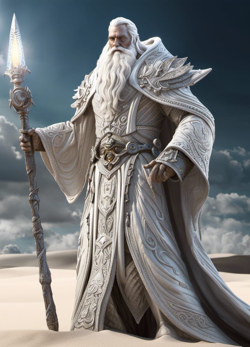White Sand Wizard: Fantasy Sci-Fi Digital Art