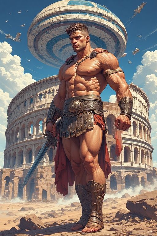 PAST +FUTURE 🏺🤖TODAY :   ROMAN GLADIATOR AND FUTURISTIC CO...