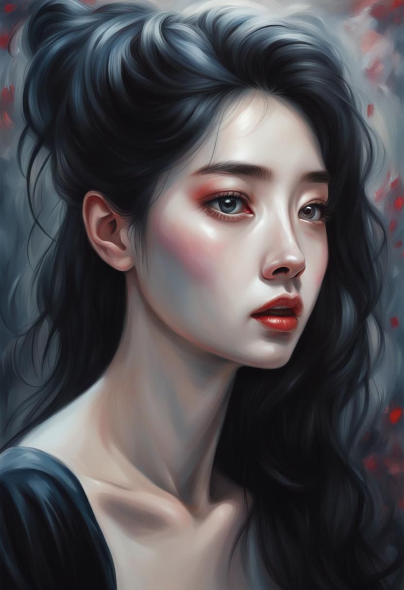 Liquid oil korean face, ultra high detail, oil color, oil pa...